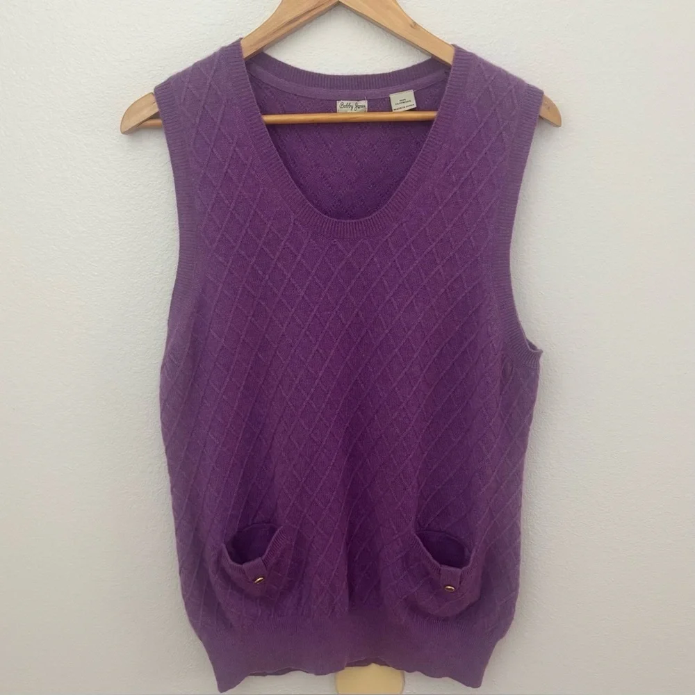Men’s Bobby Jones 100% Cashmere Argyle Sweater Vest Purple XL Golf Preppy